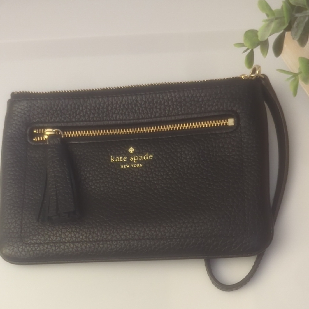 Kate Spade Black Pebbled Leather Clutch